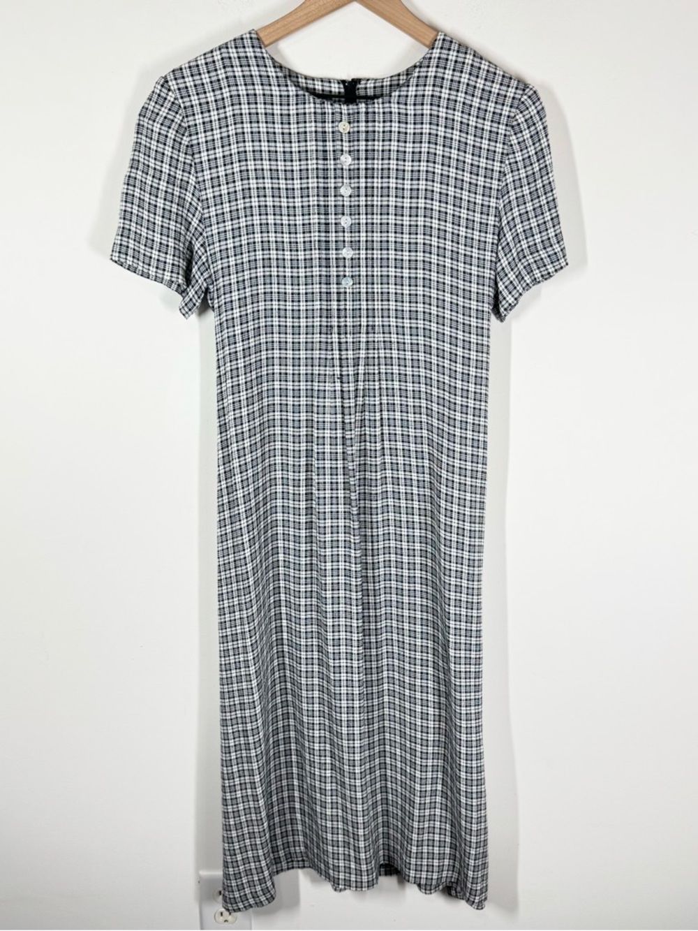 Vintage 90s Talbots Plaid Midi Shift Dress Size 8P Grunge Alternative Academia